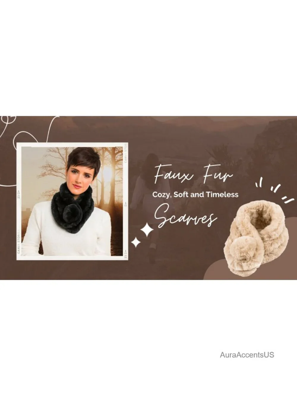 Faux Fur Scarf for Women Wraps Neck Shrug Winter Coat Accessory